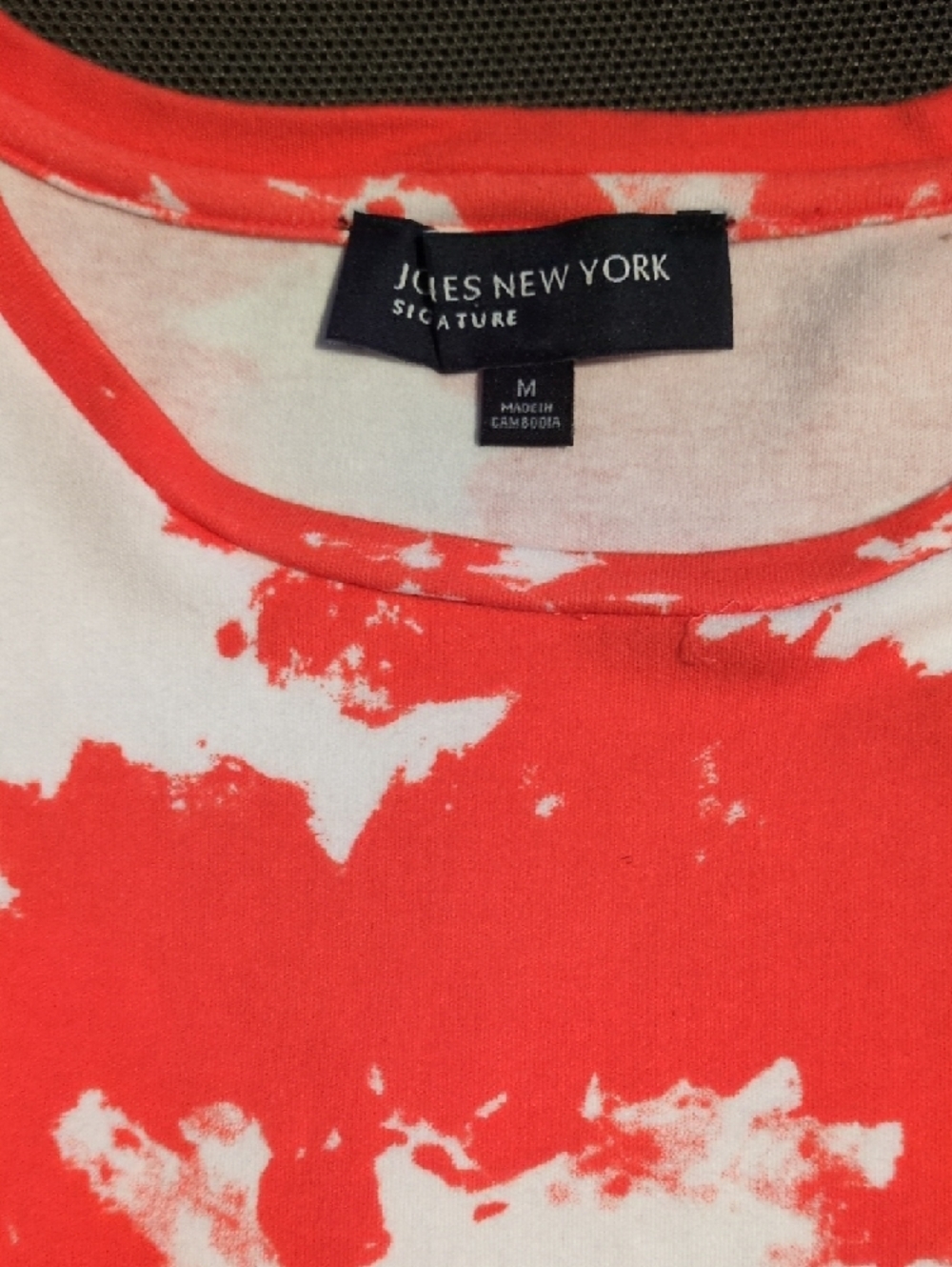 Jones New York Coral and White Tie-Dye Short Sleeve Tee - Picture 2 of 4